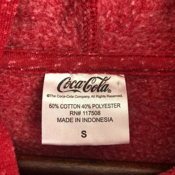 Coca Cola Men's Size Small Red Logo Graphic Front Long Sleeve Pullover Hoodie - Picture 8 of 10